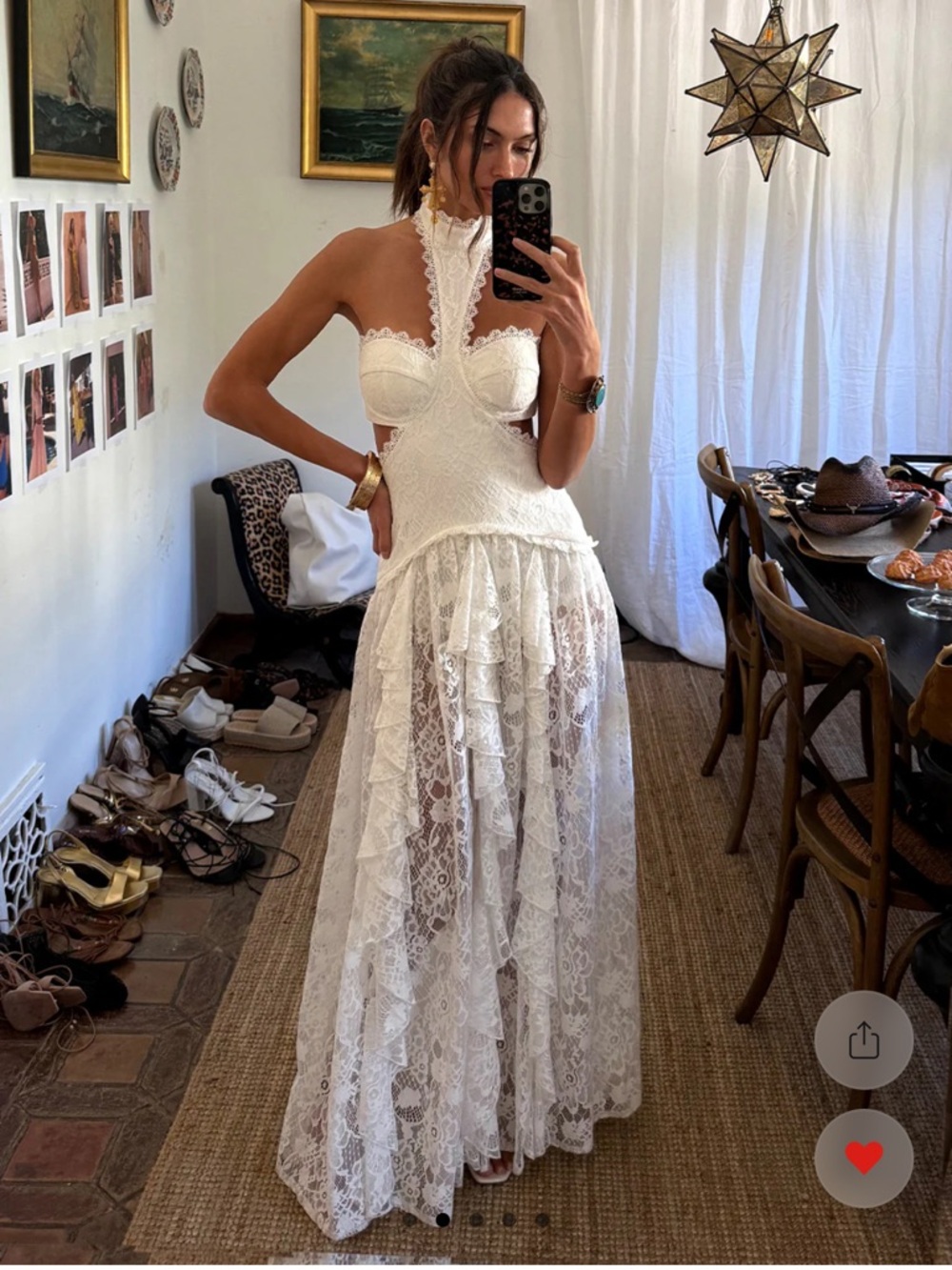 White Lace Halter Maxi Dress - Picture 2 of 4
